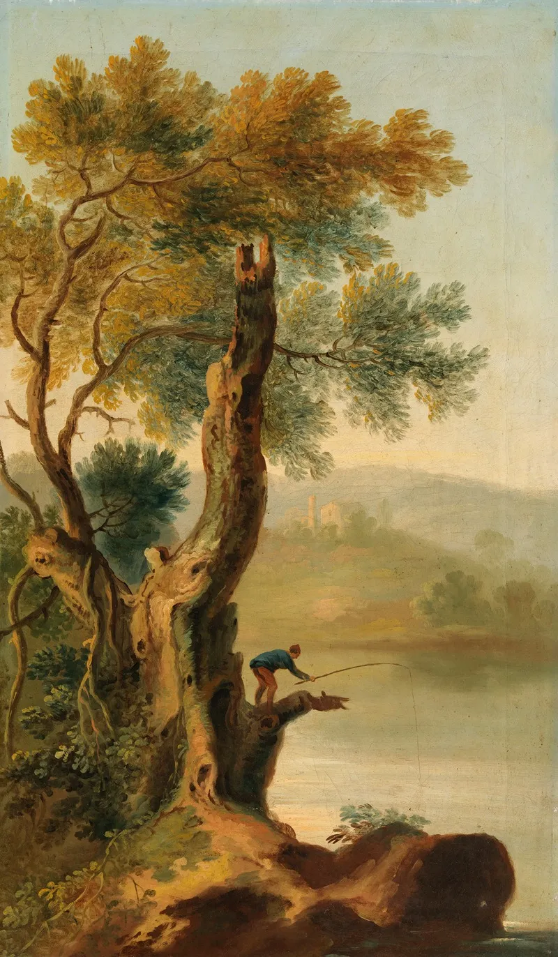 A Landscape With A Man Fishing