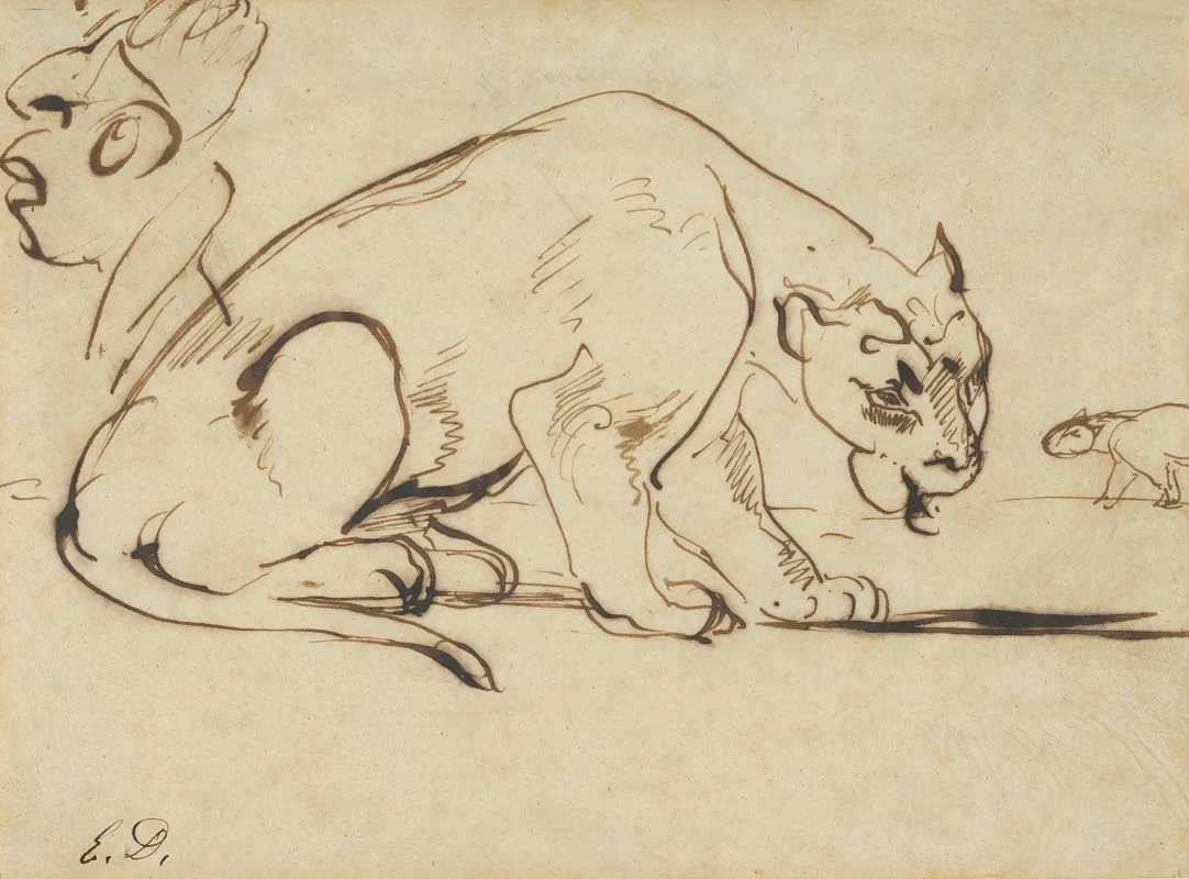 A Lioness And A Caricature Of Ingres