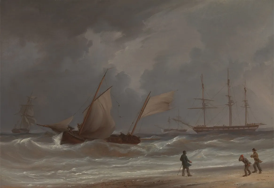 A Lugger Driving Ashore In A Gale by William Joy - Canvas Print