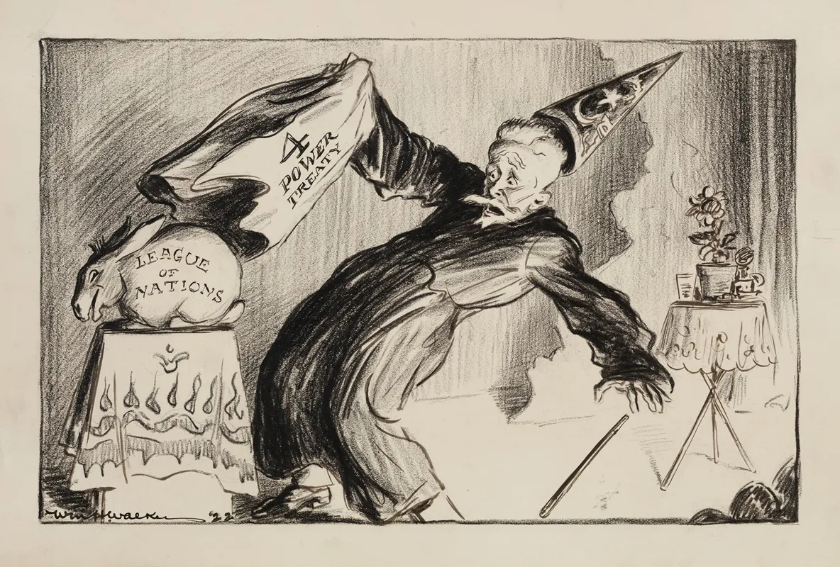 A Magician Pulls Away A Cloth Representing The 4 Power Treaty And Reveals A Rabbit Representing The League Of Nations