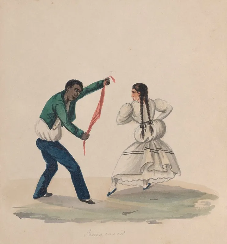 A Man And Woman Dancing The Zamacueca