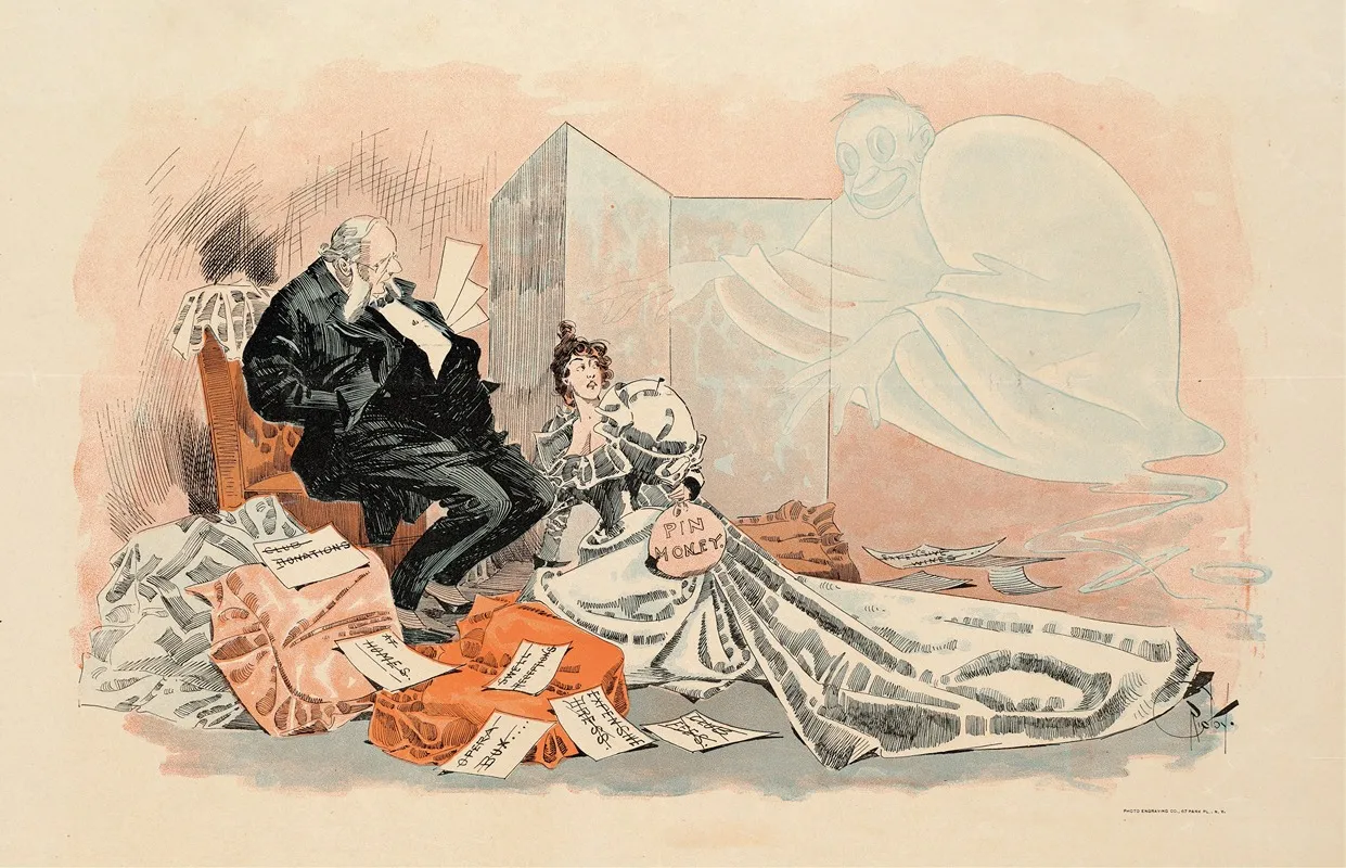 A Man And Woman Sit Looking At A Ghost