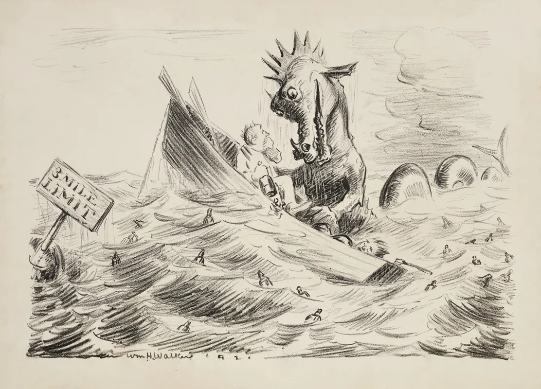 A Man In A Small Boat Is Attacked By A Sea Monster