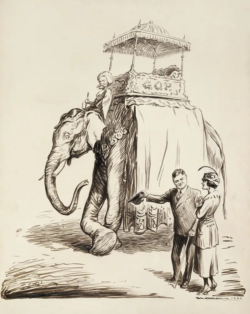 A Man In A Suit Representing Politicians Invites A Woman Representing The Womans Vote To Take A Ride