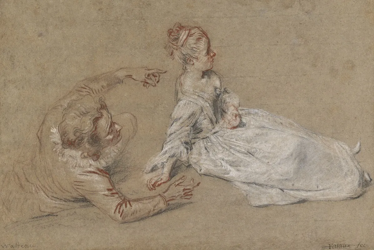A Man Reclining And A Woman Seated On The Ground
