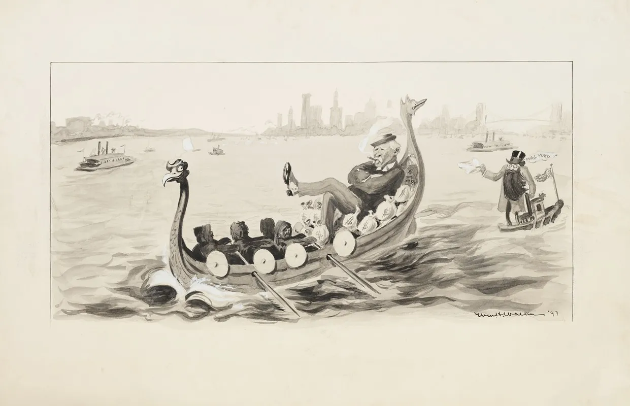 A Man Relaxes In A Boat Full Of Money Which Resembles A Viking Ship