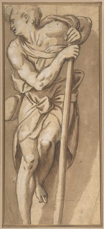 A Man Resting On A Staff by Paolo Farinati - Canvas Print