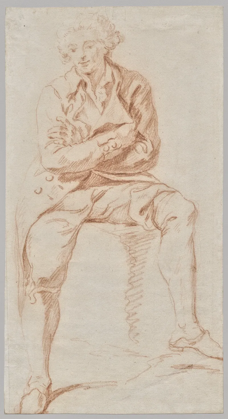 A Man Seated On The Edge Of A Table by Charles Parrocel - Canvas Print