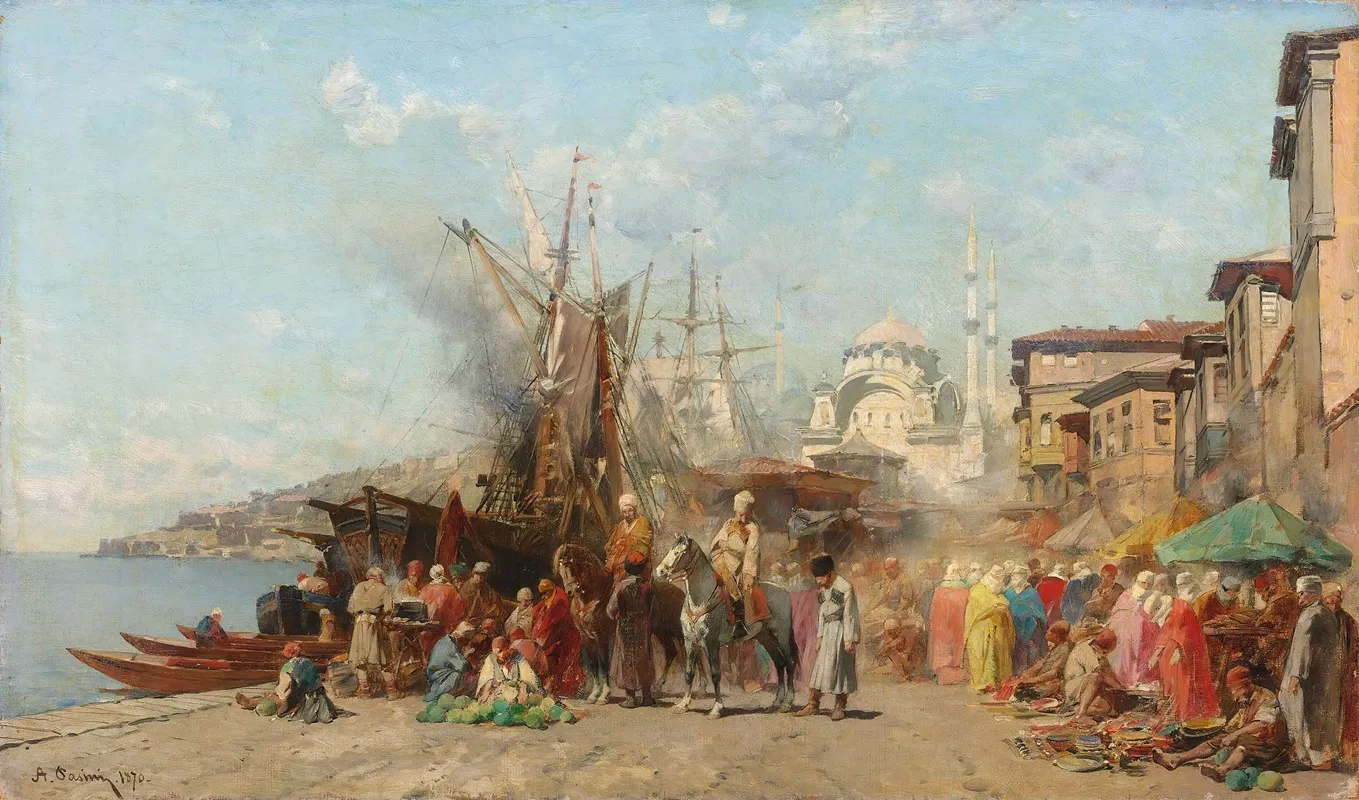 A Market Before Nusretiye Camii Mosque In Tophane Constantinople