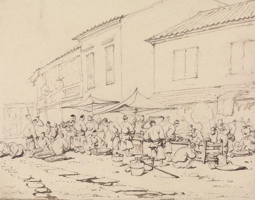A Market Place And Crowd