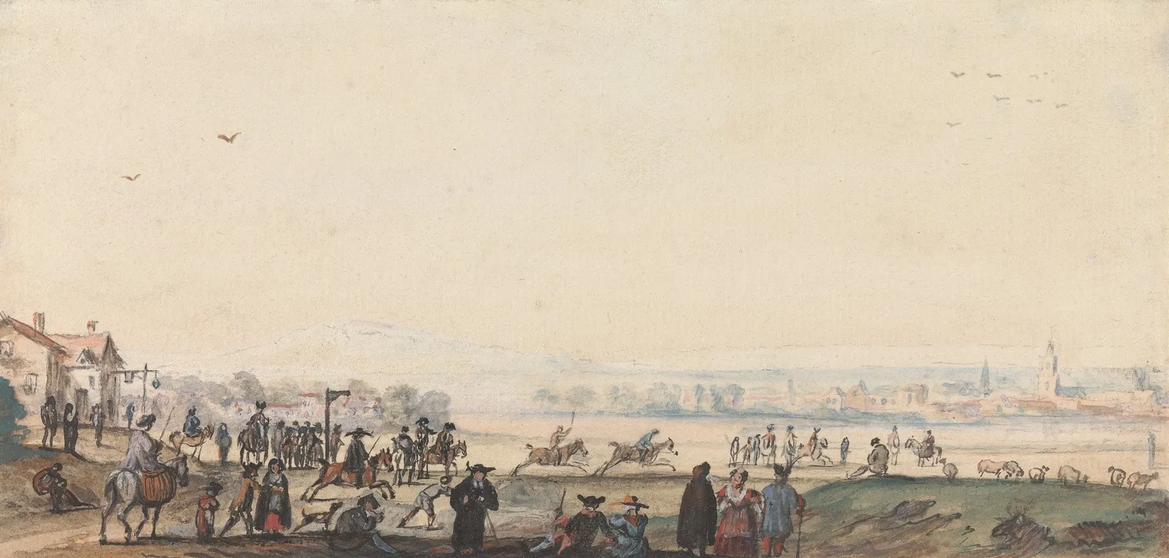 A Match At Newmarket by Peter Tillemans - Canvas Print
