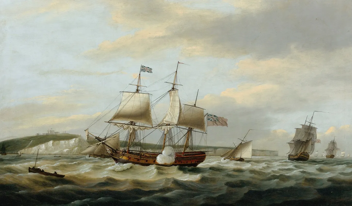 A Merchant Ship Signaling For A Pilot Off The Cliffs Of Dover by Thomas Luny - Canvas Print