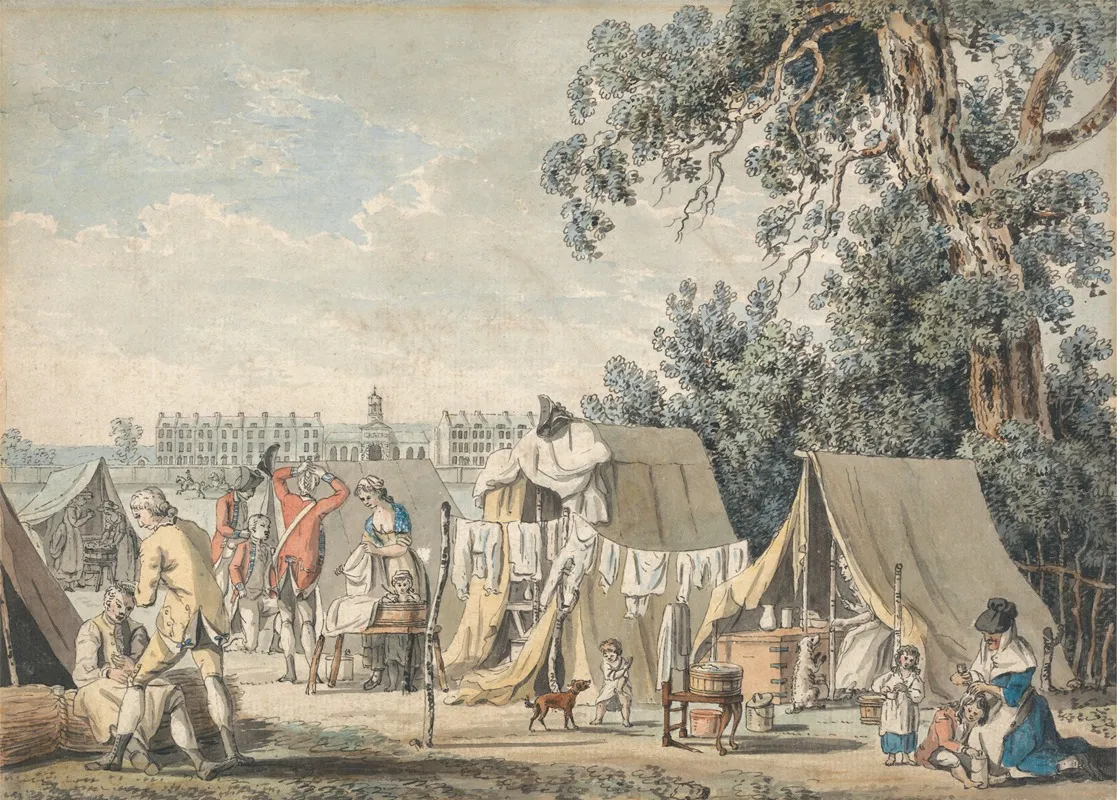 A Military Encampment In Hyde Park by James Malton - Canvas Print
