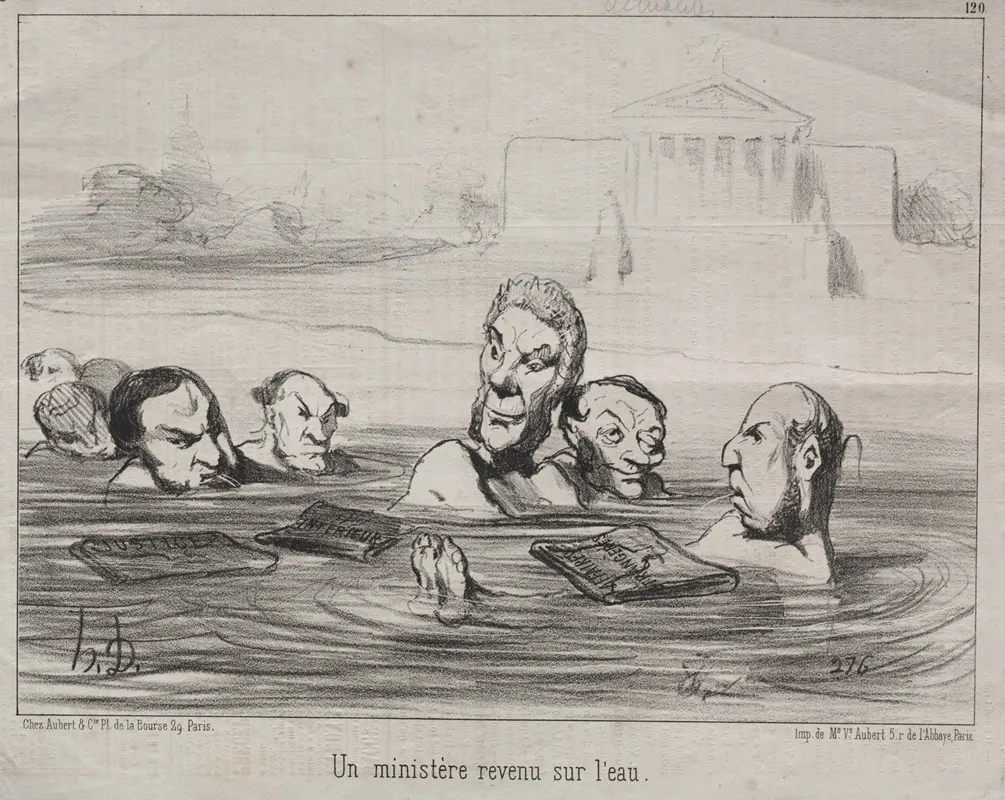 A Minister Back In The Water by Honoré Daumier - Canvas Print