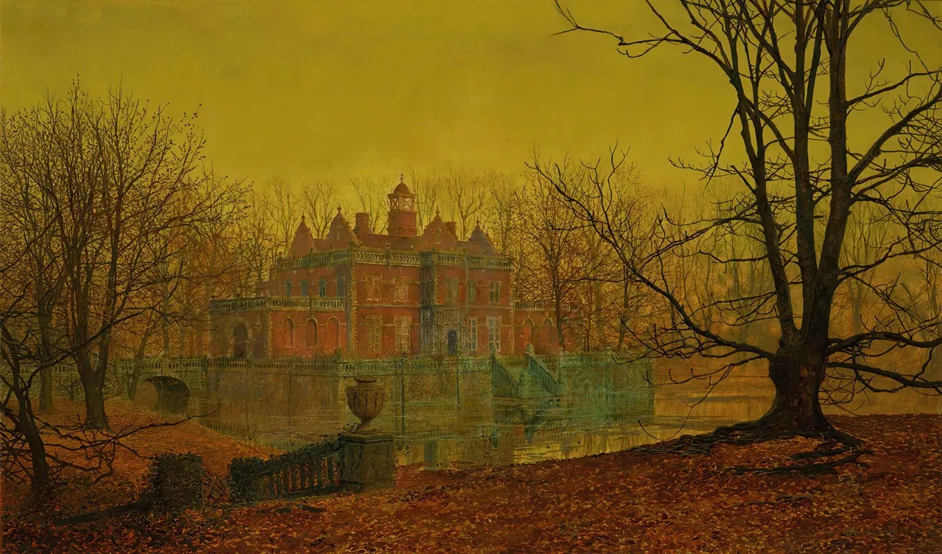 A Moated Yorkshire Home by John Atkinson Grimshaw - Canvas Print
