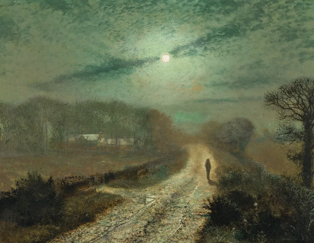 A Moonlit Landscape 3 by John Atkinson Grimshaw - Canvas Print
