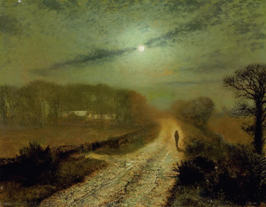 A Moonlit Landscape by John Atkinson Grimshaw - Canvas Print