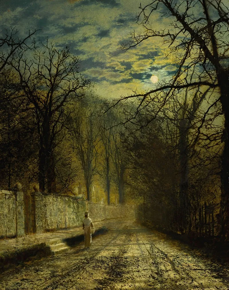 A Moonlit Street by John Atkinson Grimshaw - Canvas Print
