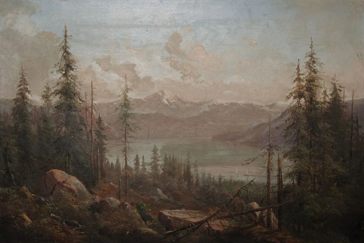 A Mountain Landscape With A Fallen Tree In The Foreground by Juan Buckingham Wandesforde - Canvas Print