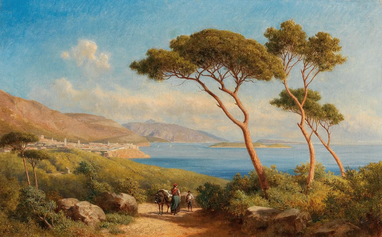 A Neapolitan Landscape by Gottfried Seelos - Canvas Print