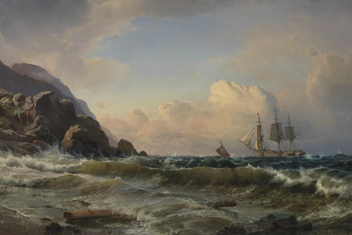 A Norwegian Coastline by Carl Frederik Sørensen - Canvas Print