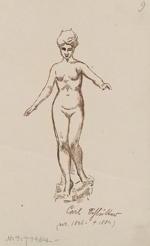 A Nude Woman Sketch Based On Carl Schluters Sculpture