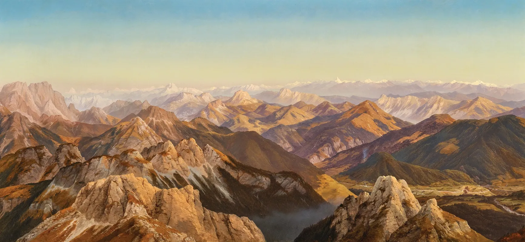A Panorama From The Mangart In The Julian Alps 1 by Markus Pernhart - Canvas Print