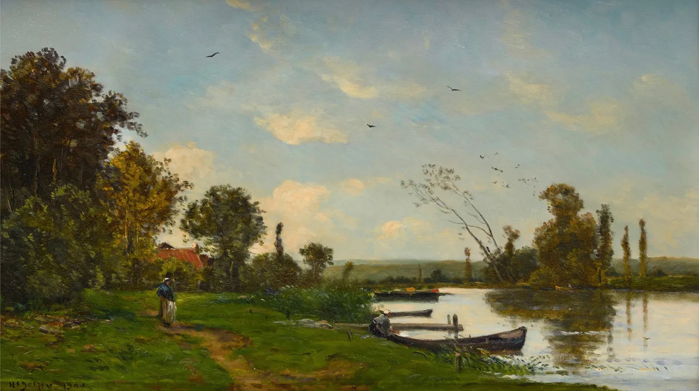 A Path Along The River by Hippolyte Camille Delpy - Canvas Print