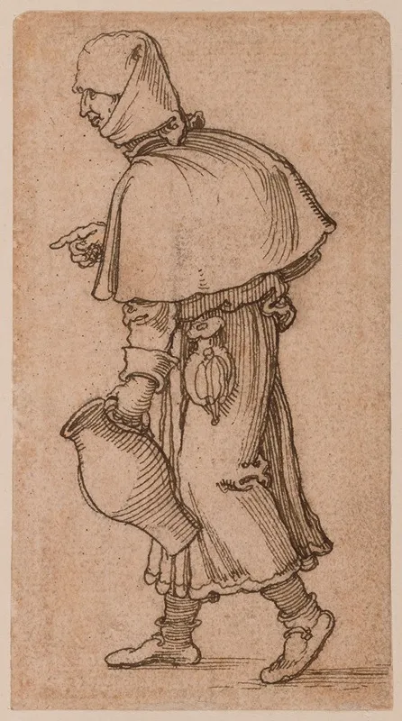 A Peasant Woman Carrying A Jug by Sebald Beham - Canvas Print