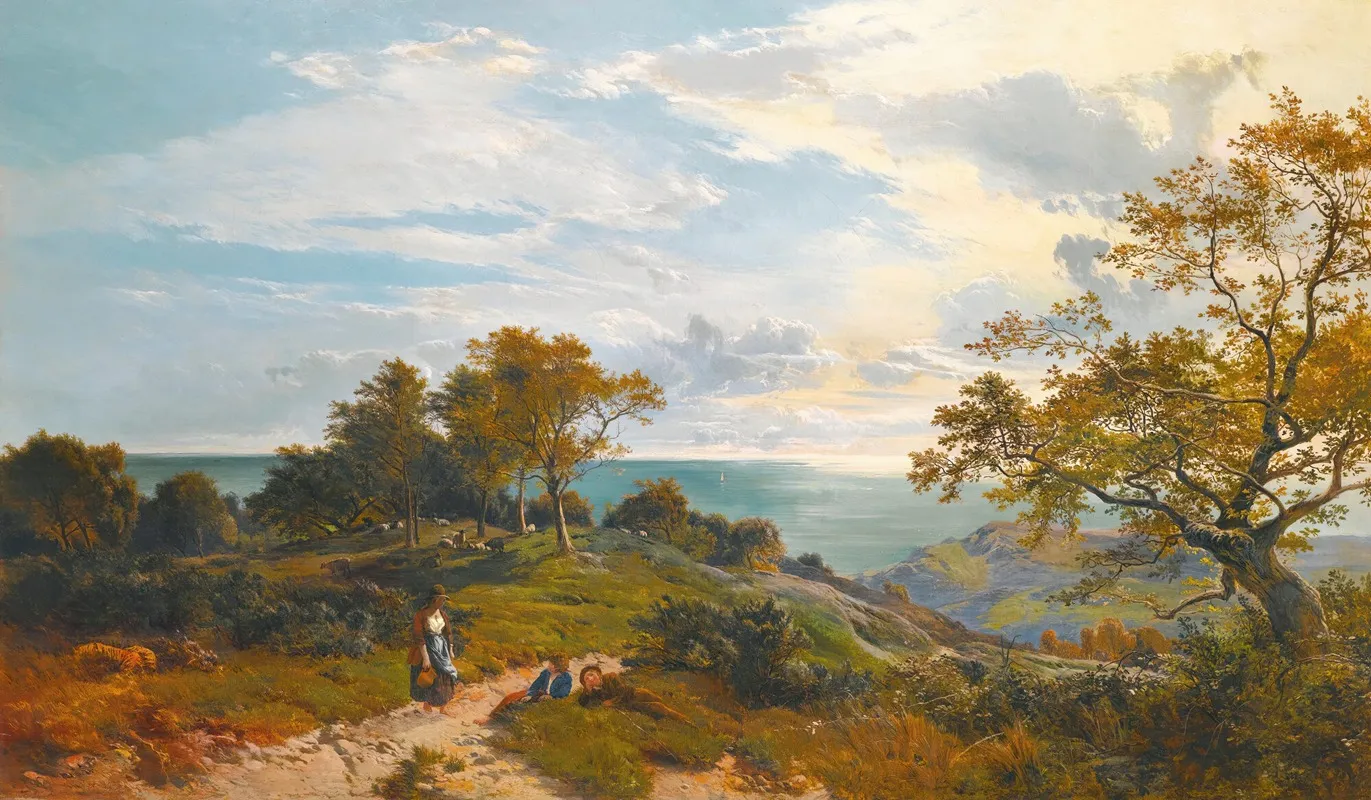 A Peep At The Sea Fairlight Glen by Sidney Richard Percy - Canvas Print