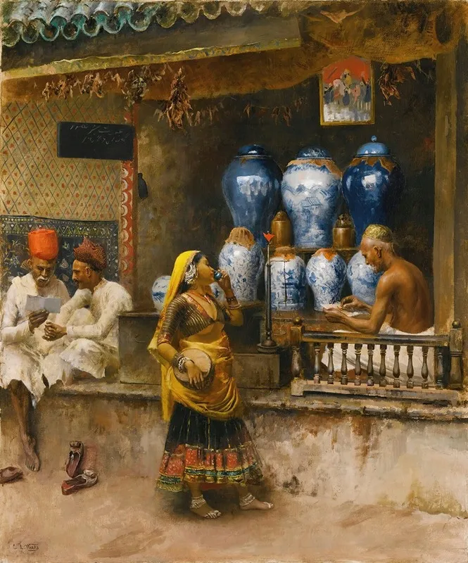 A Perfumers Shop Bombay by Edwin Lord Weeks - Canvas Print