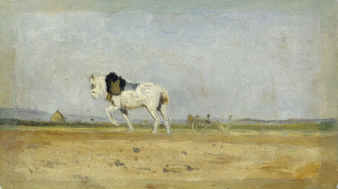 A Plow Horse In A Field by Stanislas Lépine - Canvas Print
