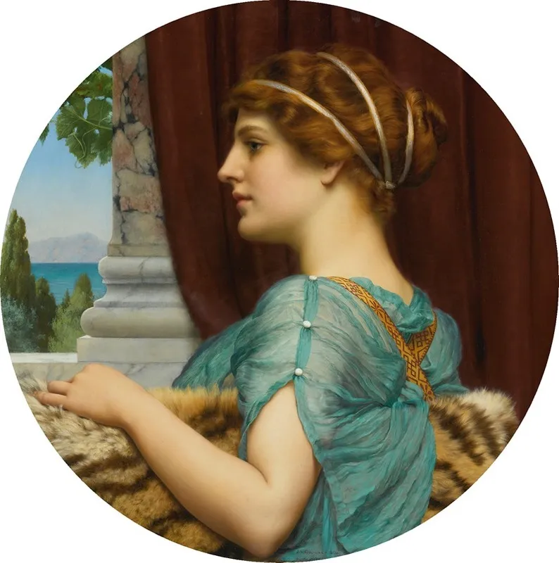 A Pompeian Lady by John William Godward - Canvas Print