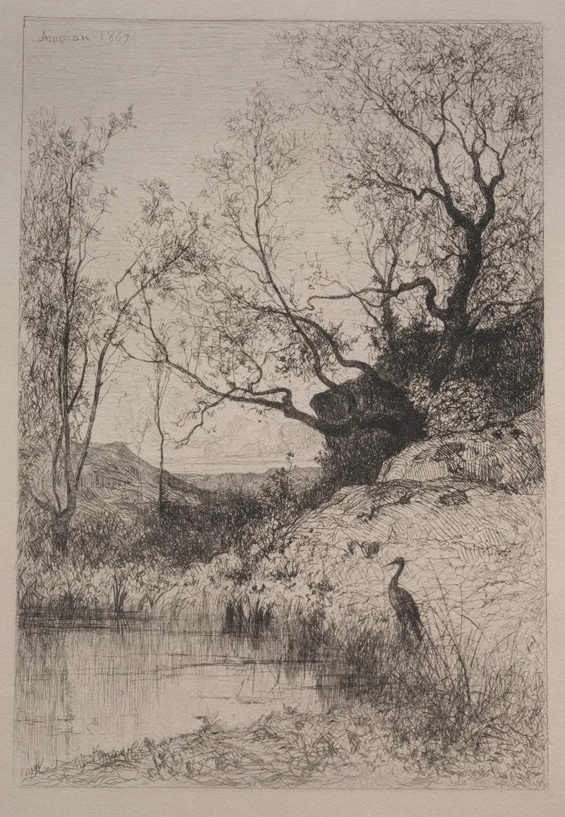 A Pond 2 by Adolphe Appian - Canvas Print