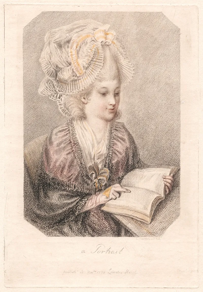 A Portrait Young Woman Reading A Book by Elias Martin - Canvas Print