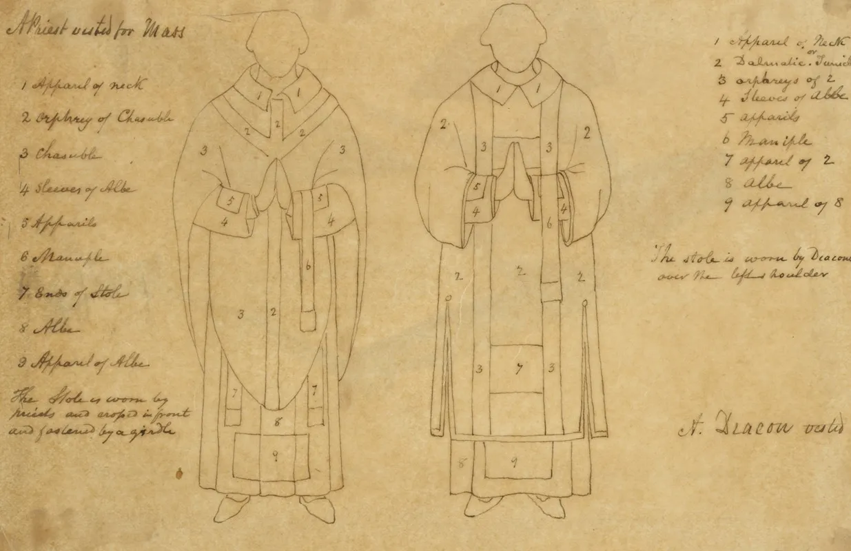 A Priest Vested For Mass A Deacon Vested