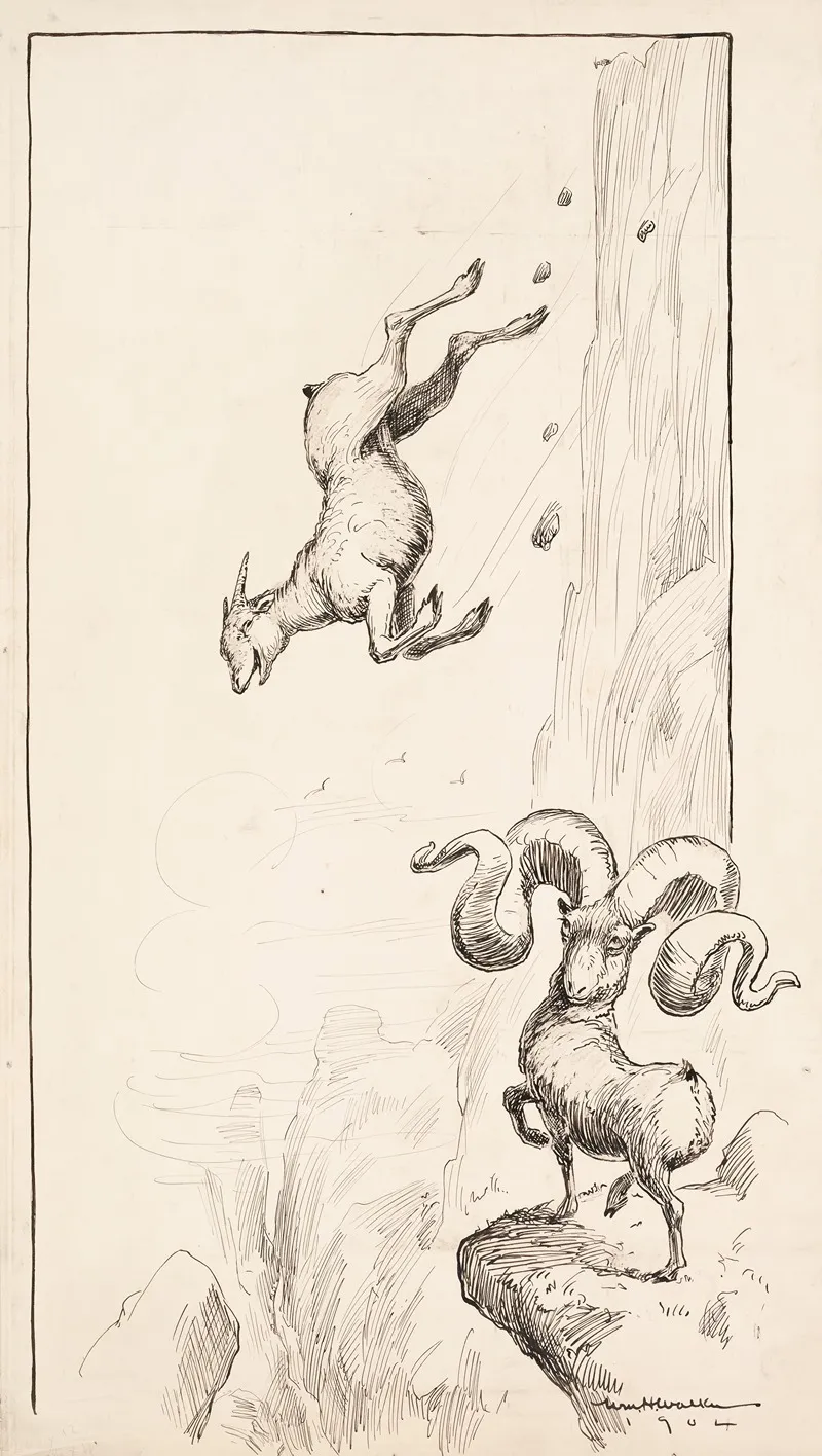 A Ram With Huge Horns Tips Over Because Of The Weight While A Ram With Much Smaller Horns Laughs