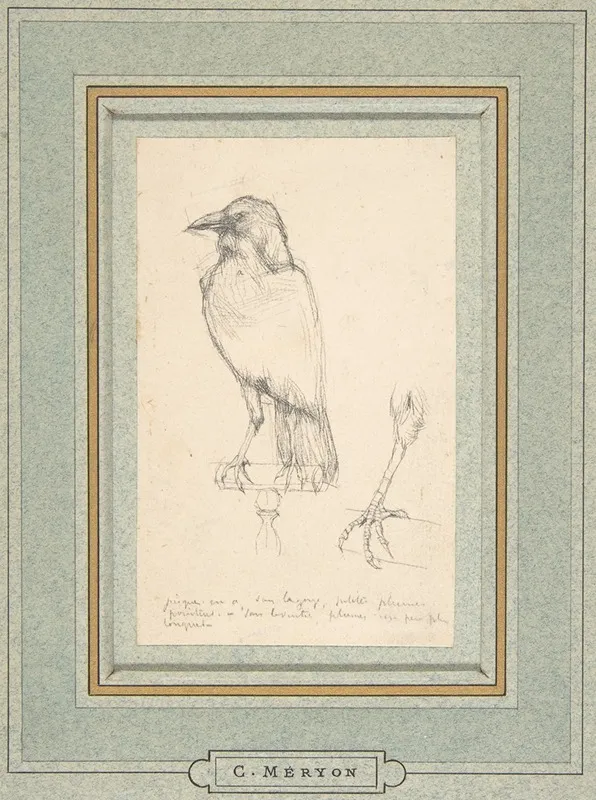 A Raven Perched On A Rail