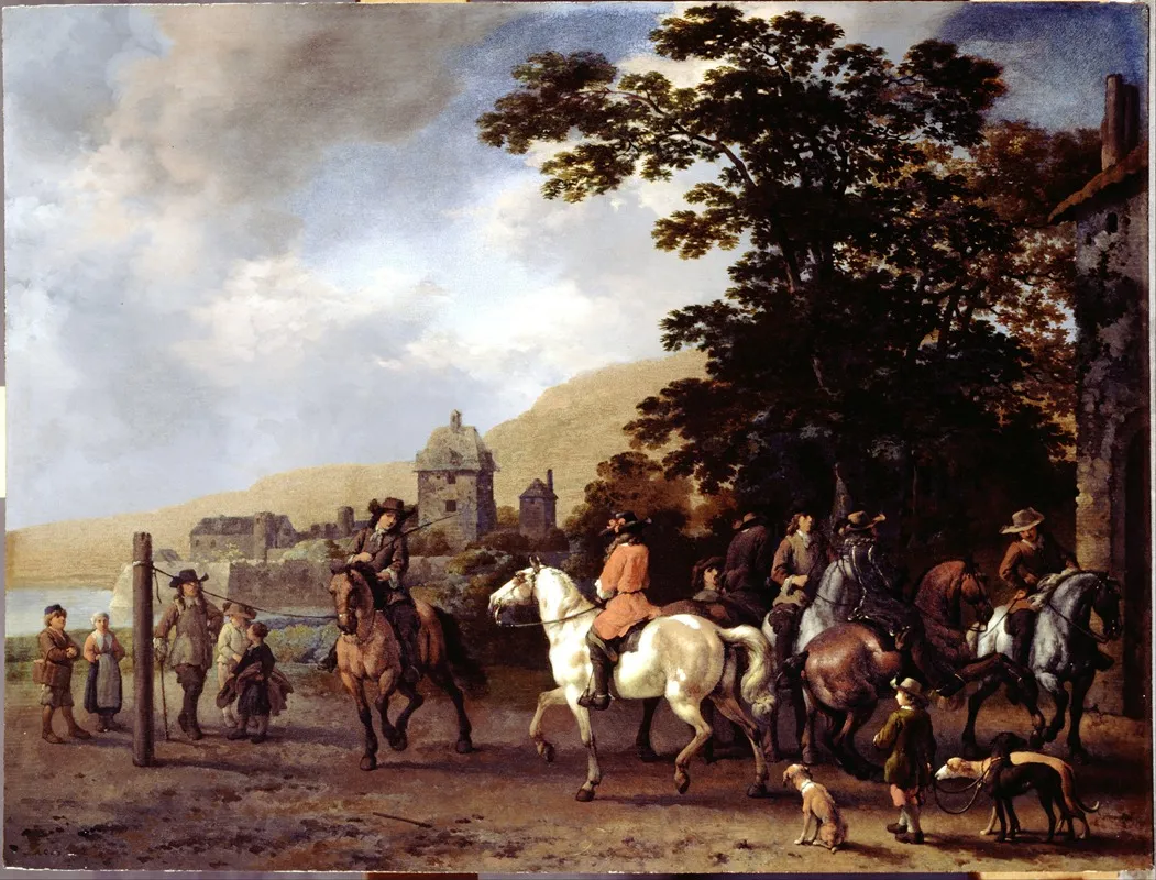 A Riding School In The Open Air by Abraham Van Calraet - Canvas Print