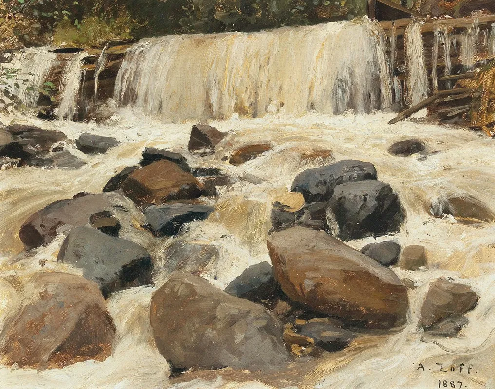 A River Dam by Alfred Zoff - Canvas Print