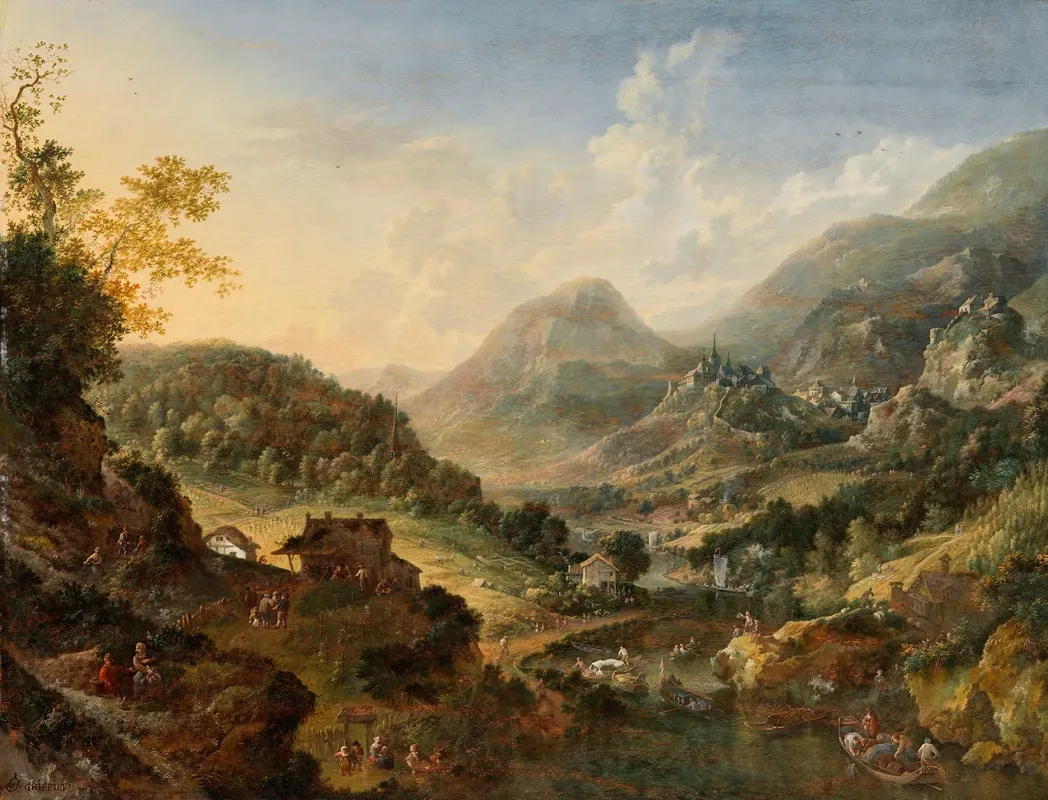 A River Landscape 9 by Jan Griffier - Canvas Print