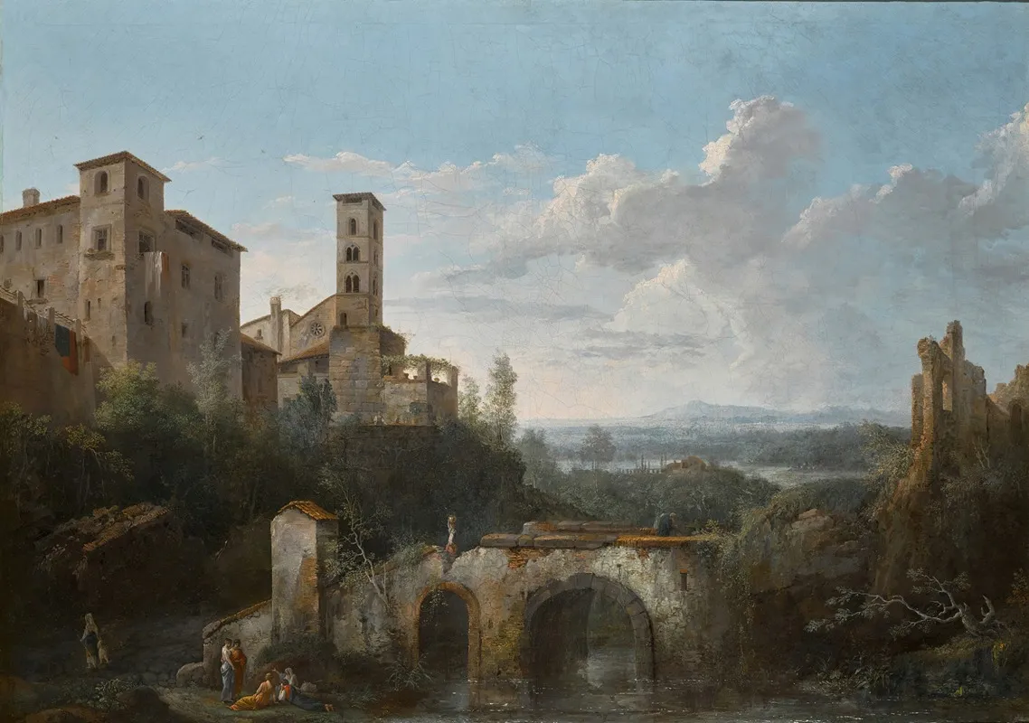 A River Landscape With Ruins Of An Aqueduct by César Van Loo - Canvas Print