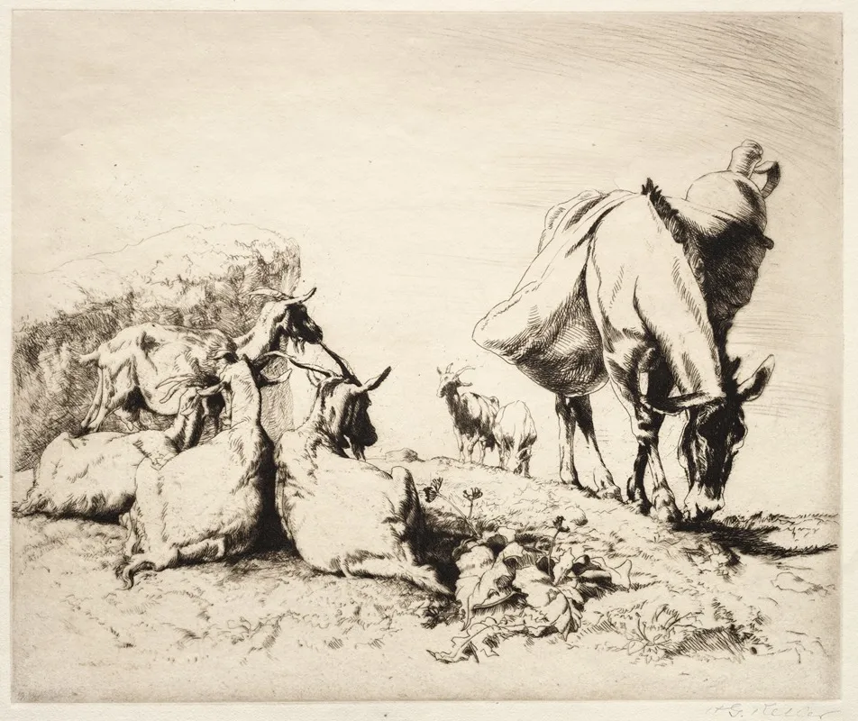 A Roadside In Spain by Henry Keller - Canvas Print