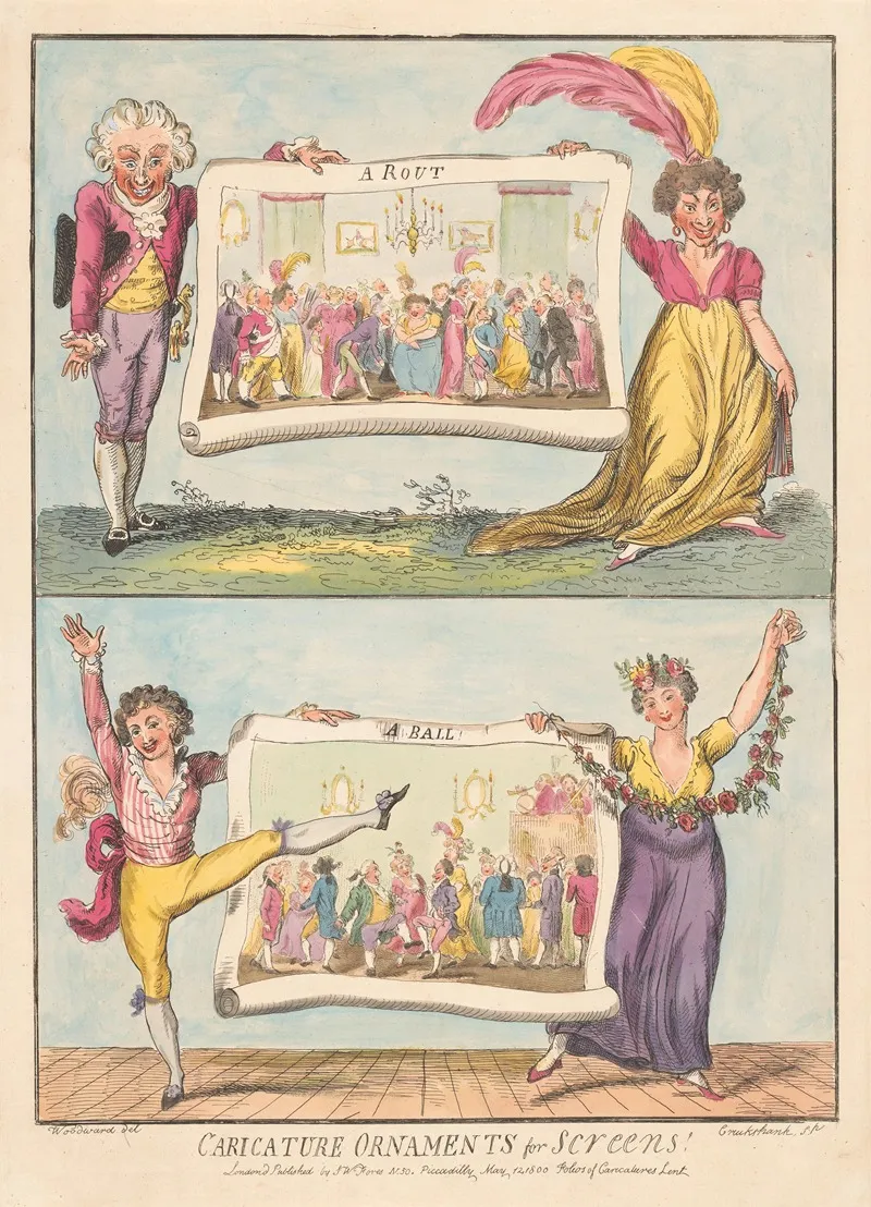 A Rout A Ball by George Cruikshank - Canvas Print
