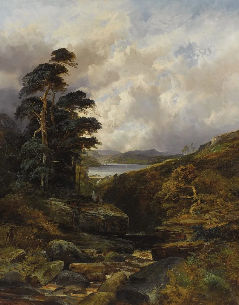 A Rushing Gorge In The Highlands by WILLIAM MELLOR - Canvas Print