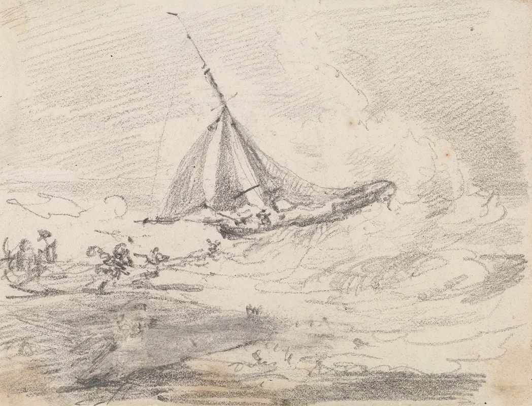 A Sailing Vessel In Rough Seas Hastings