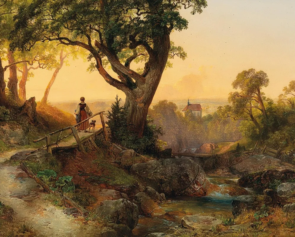 A Scene At Dusk With A View Of The Othmarskirche In Modling by Anton Hansch - Canvas Print