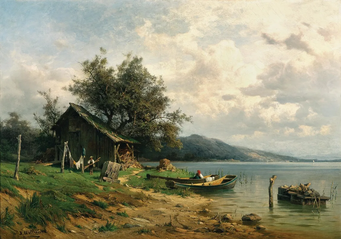 A Scene On A Lake by Josef Willroider - Canvas Print