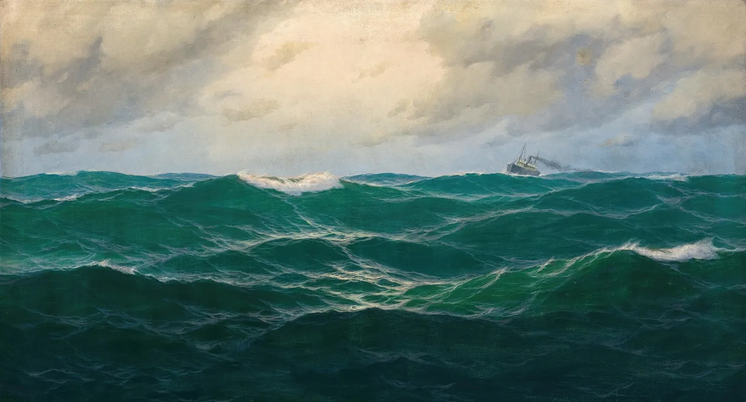 A Seascape With Steamer On The Horizon 2 by Max Jensen - Canvas Print
