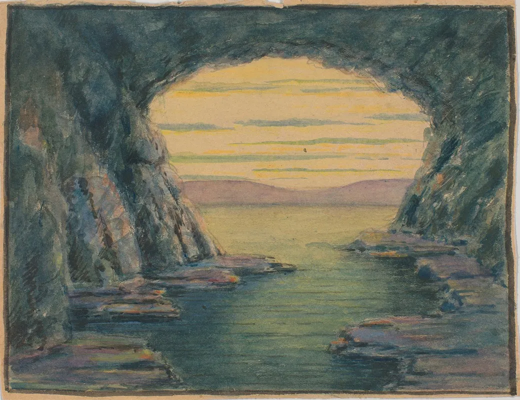 A Seaside Cave by Herbert Crowley - Canvas Print